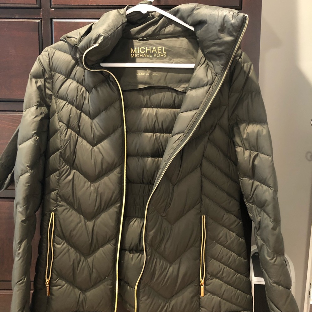 Michael Kors Olive Green Down Jacket, Small